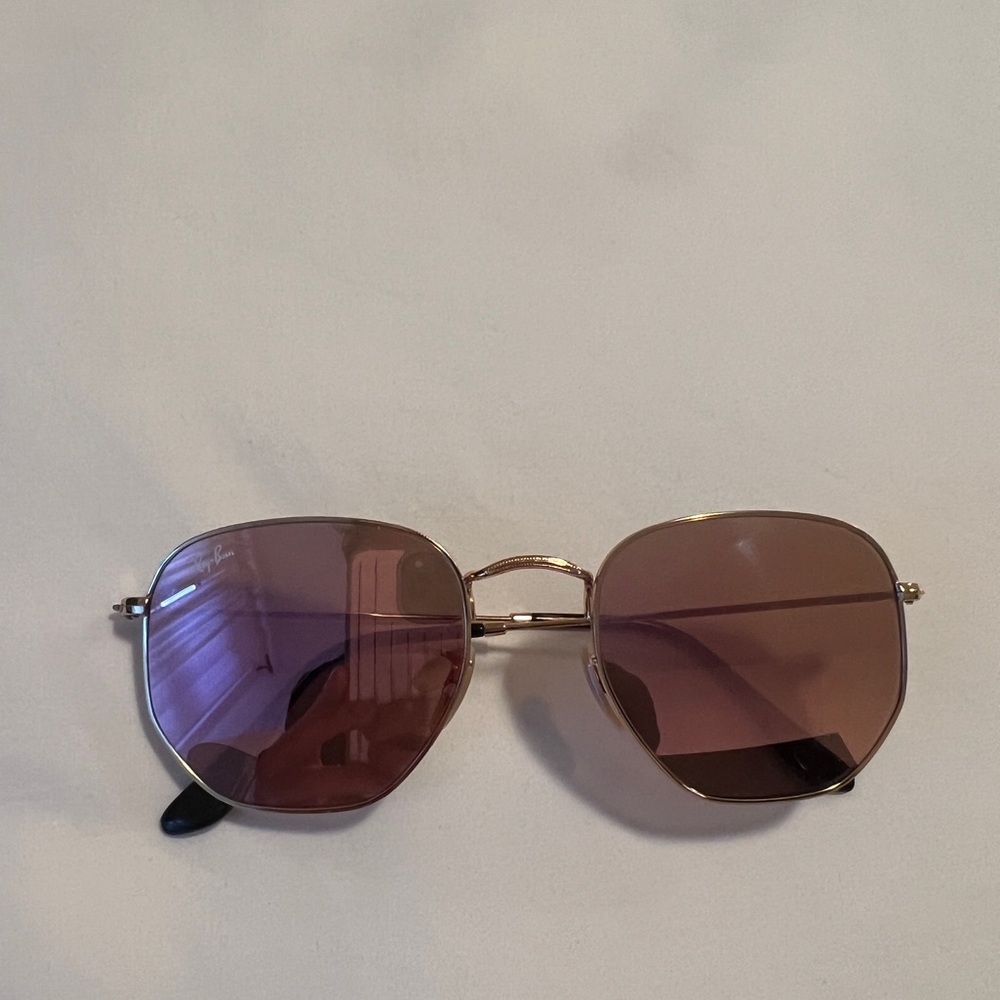 Ray Ban Rose Gold Hexagonal Sunglasses